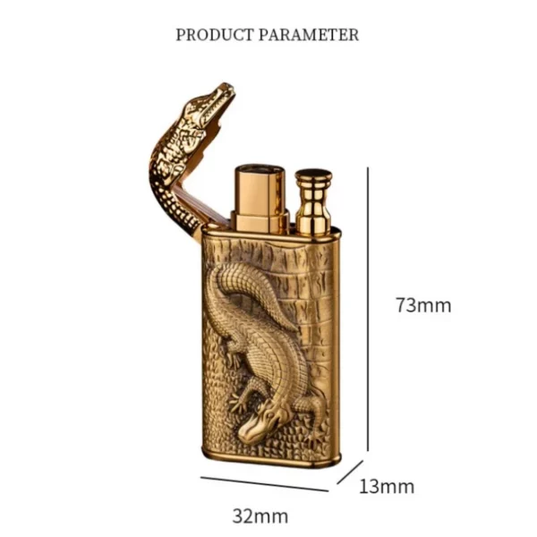 Nouveau 3D Relief Dragon Crocodile Double allume-feu en métal coupe-vent Jet feu ouvert Conversion briquet à gaz fumer cadeau pour hommes – Image 6